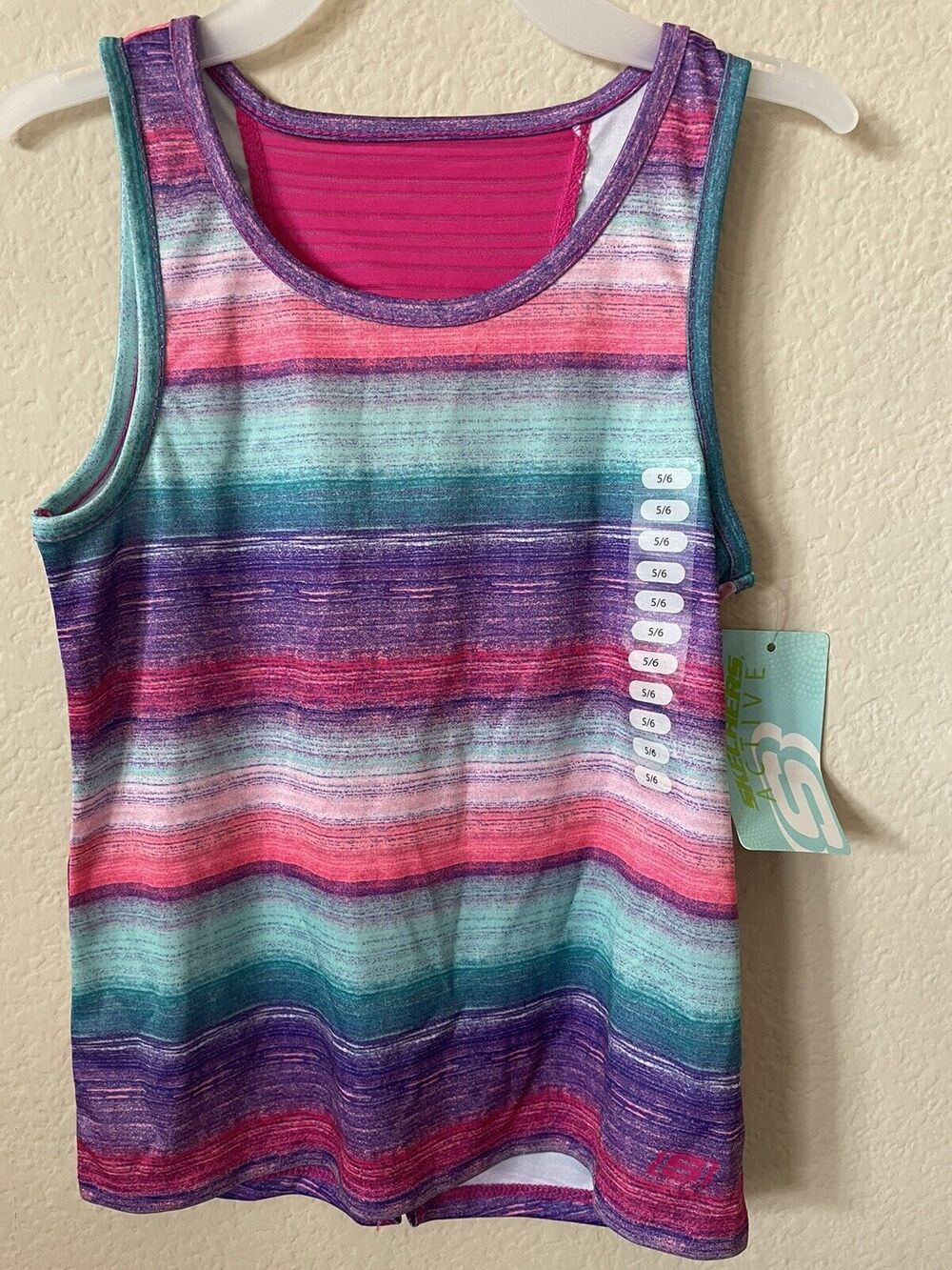 Skechers Active Tropical Turquoise Pink Purple Girls' Sleeveless Top Size 5/6